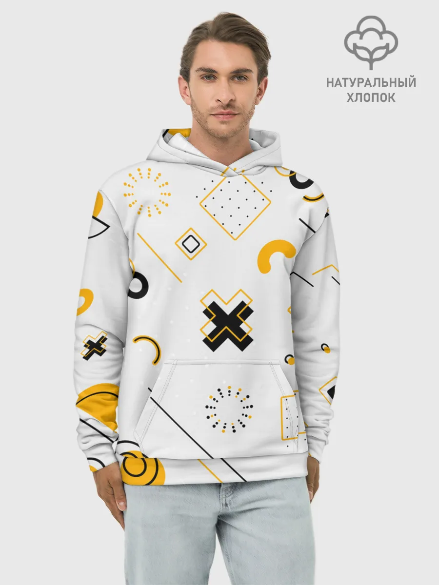 Худи мужской база хлопок / Геометрический узор