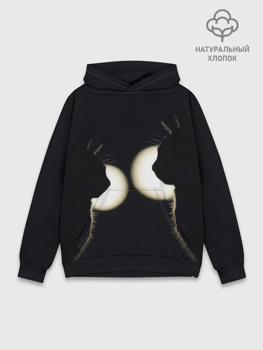 Худи мужской база хлопок / Пара | Силуэты черных кошек