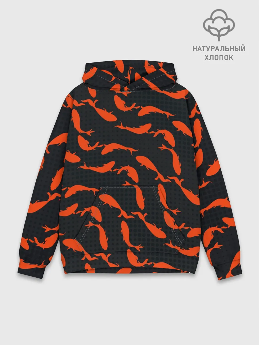 Худи мужской база хлопок / Красные рыбки
