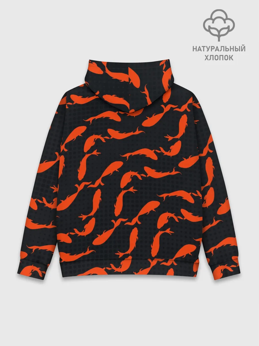 Худи мужской база хлопок / Красные рыбки