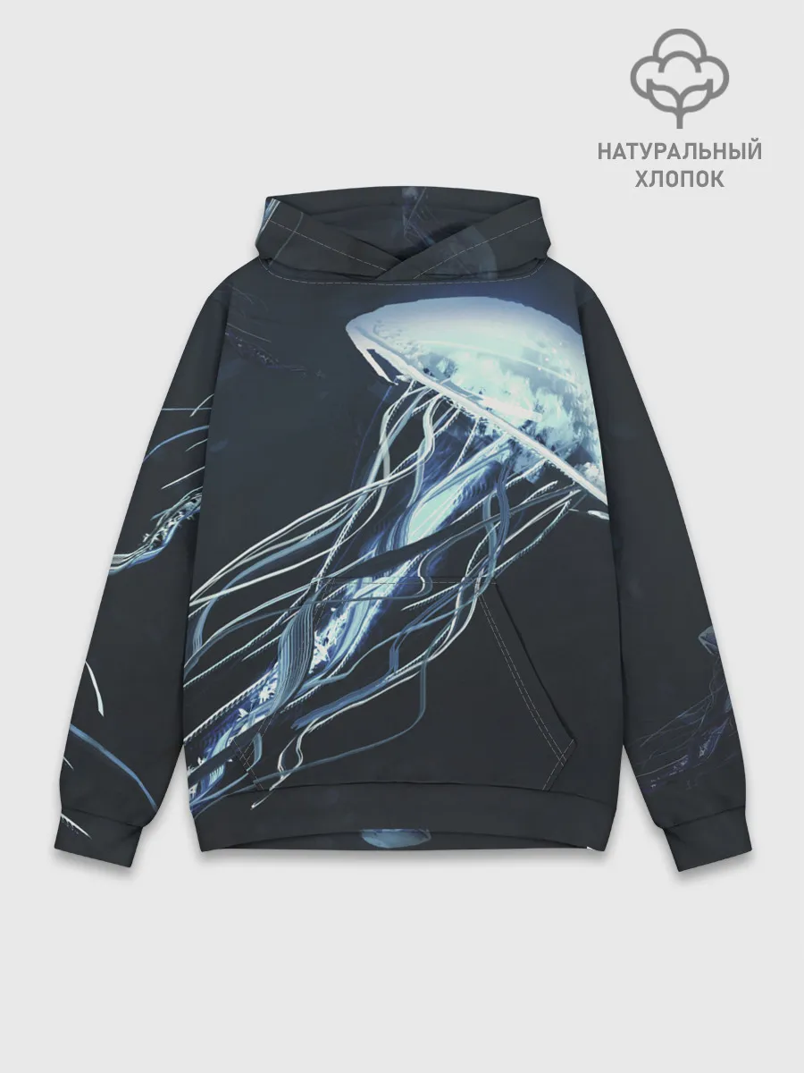 Худи мужской база хлопок / Рисунок медуза