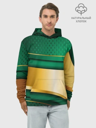Худи мужской база хлопок / GREEN GOLD 3D