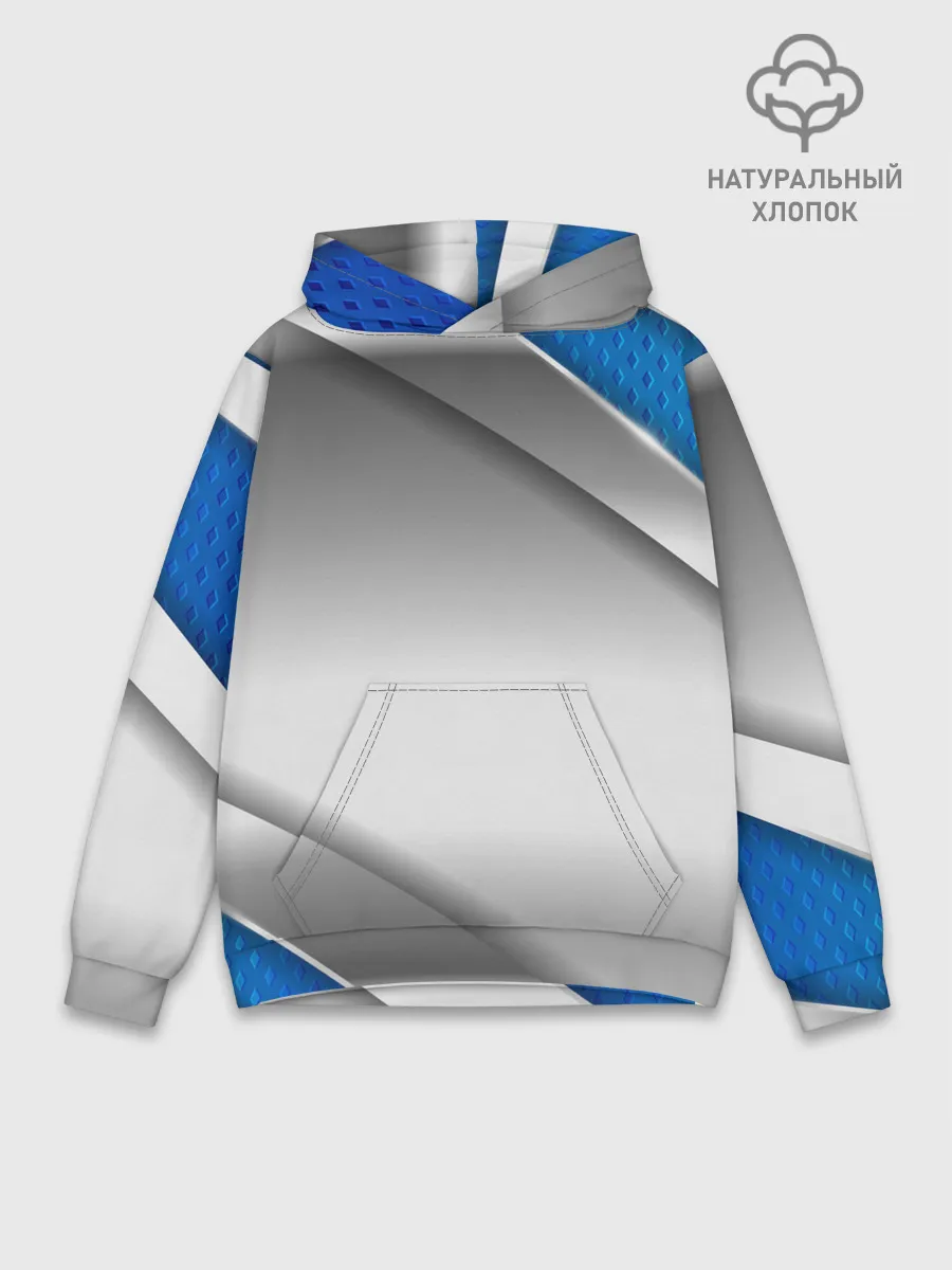 Худи мужской база хлопок / 3D СЕРЕБРО BLUE LINES