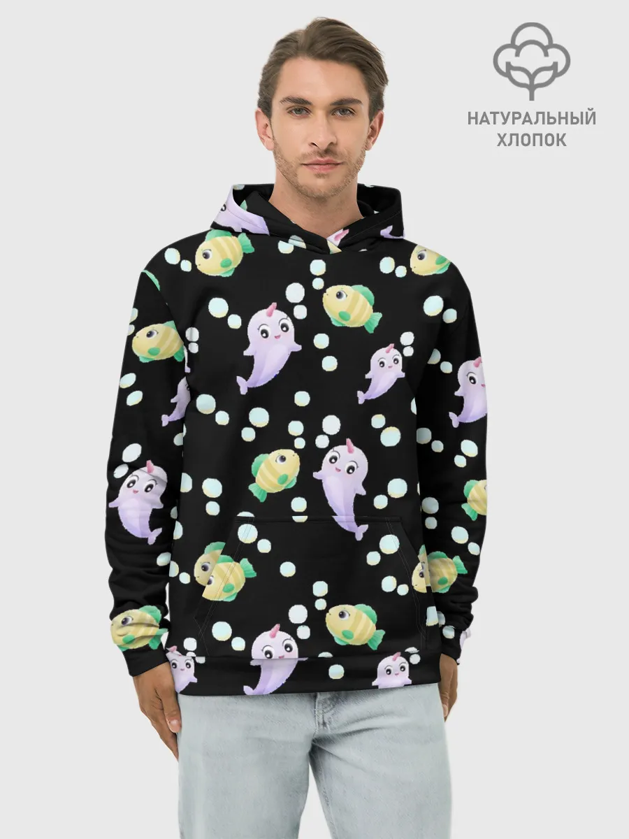 Худи мужской база хлопок / Морские жители