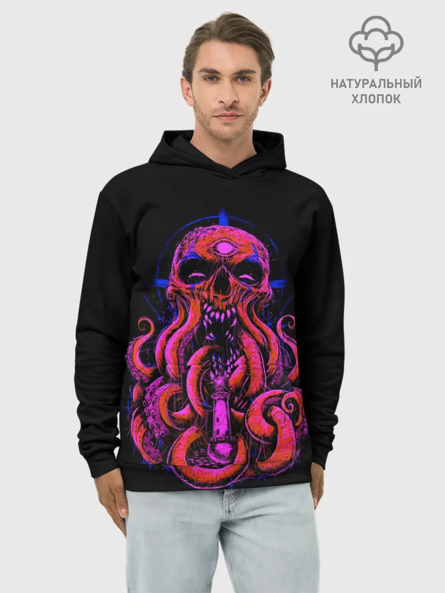Худи мужской база хлопок / Череп Осьминог | Octopus Skull