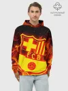 Худи мужской база хлопок / FC BARCELONA / FIRE / ОГОНЬ