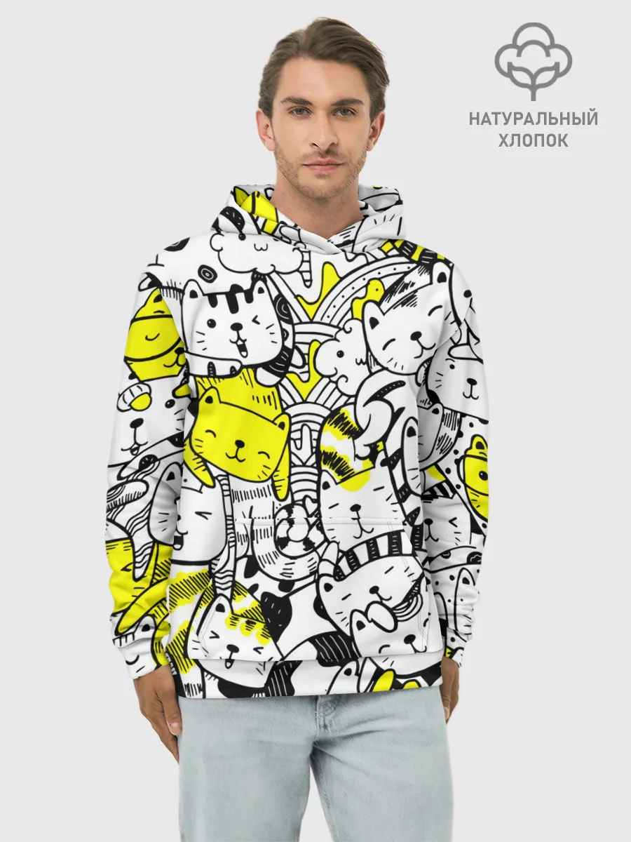 Худи мужской база хлопок / Котики