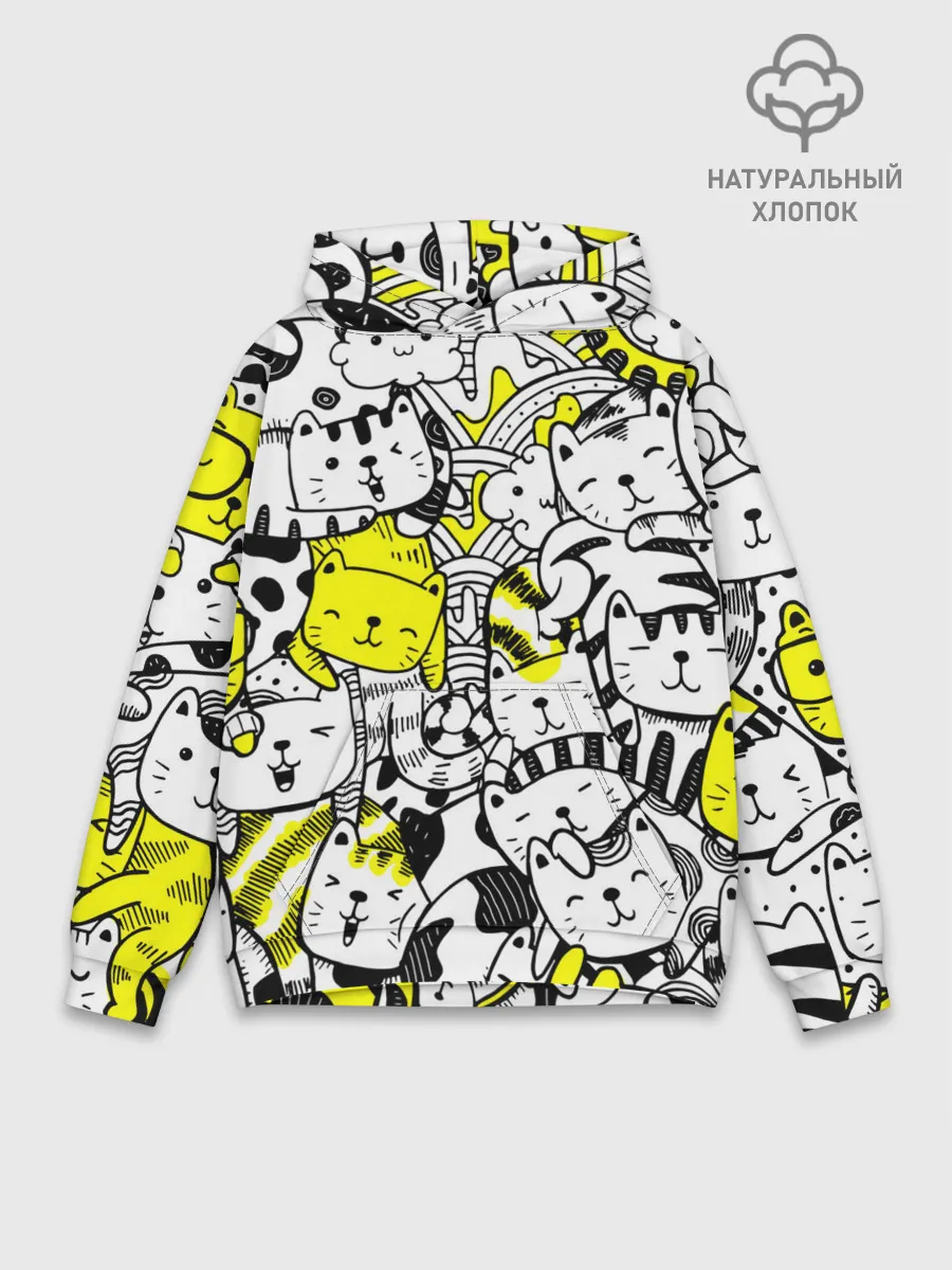 Худи мужской база хлопок / Котики