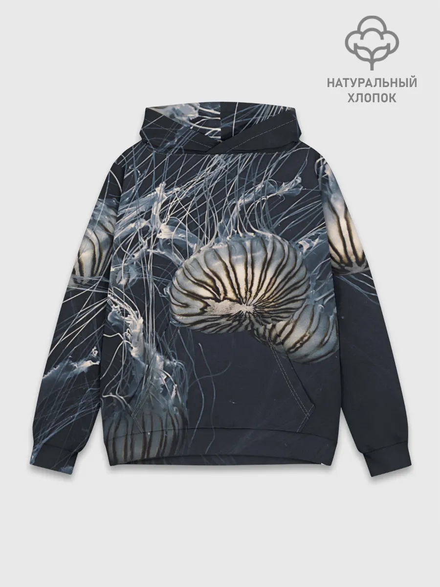 Худи мужской база хлопок / Рисунок медуза