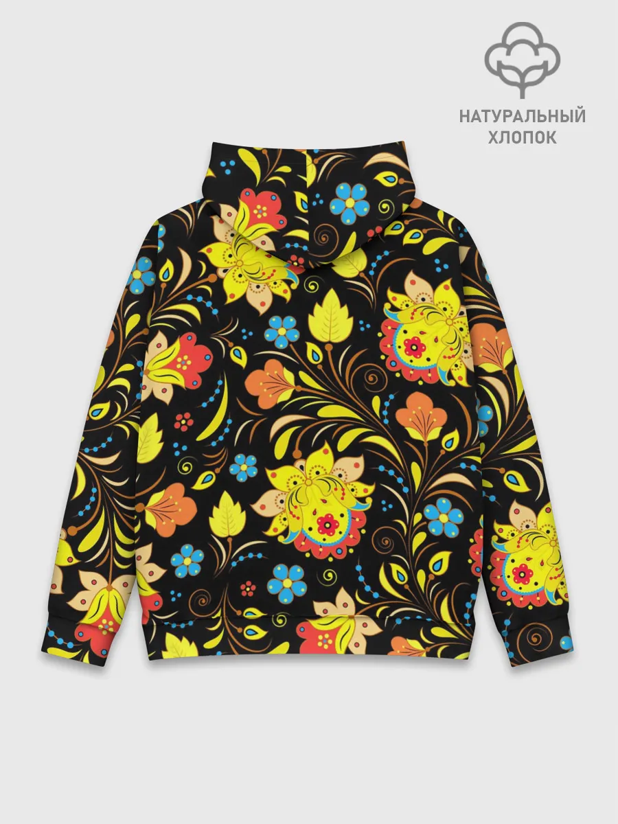 Худи мужской база хлопок / РОСПИСЬ УЗОР ХОХЛОМА