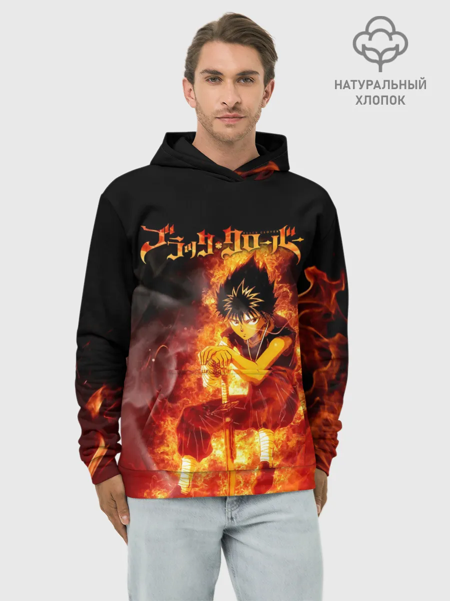 Худи мужской база хлопок / Юно в огне | Чёрный клевер