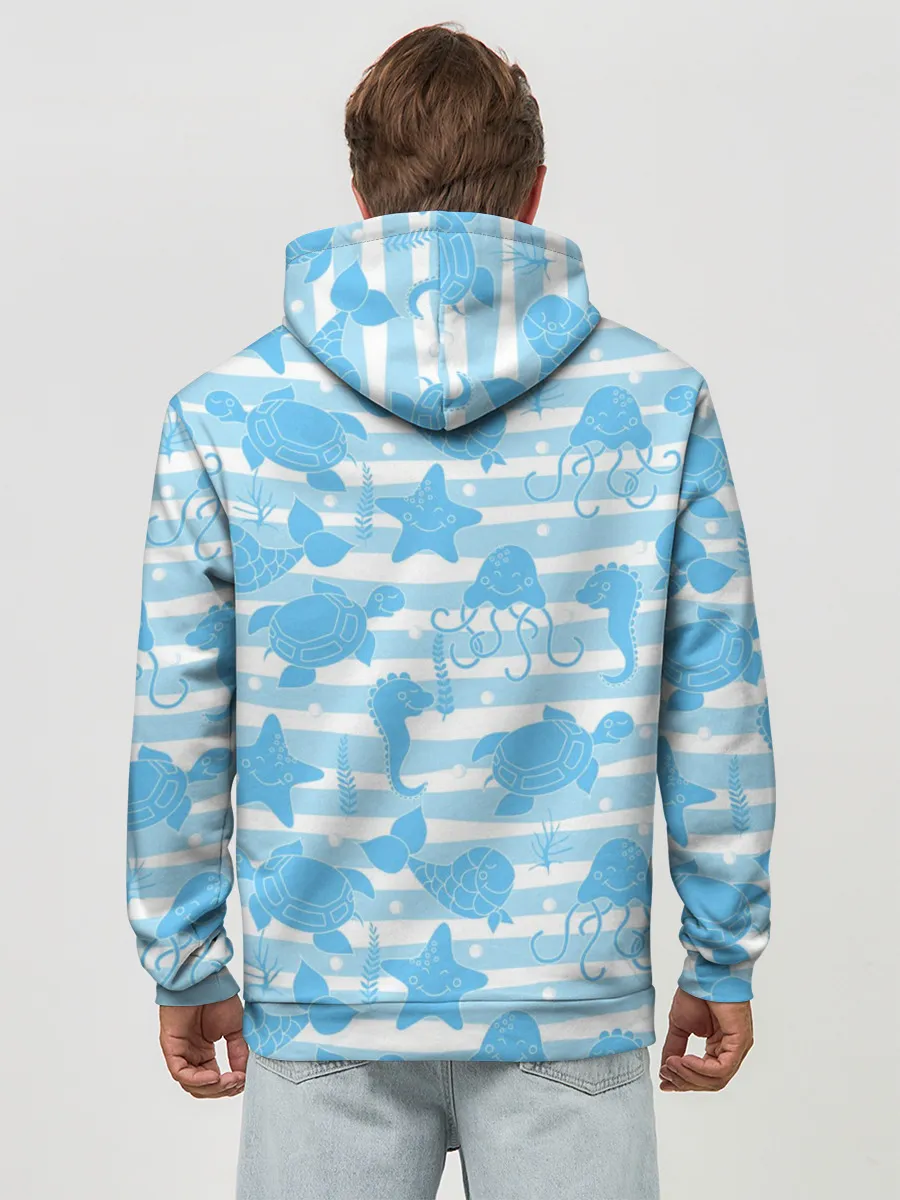 Худи мужской база хлопок / Морские жители