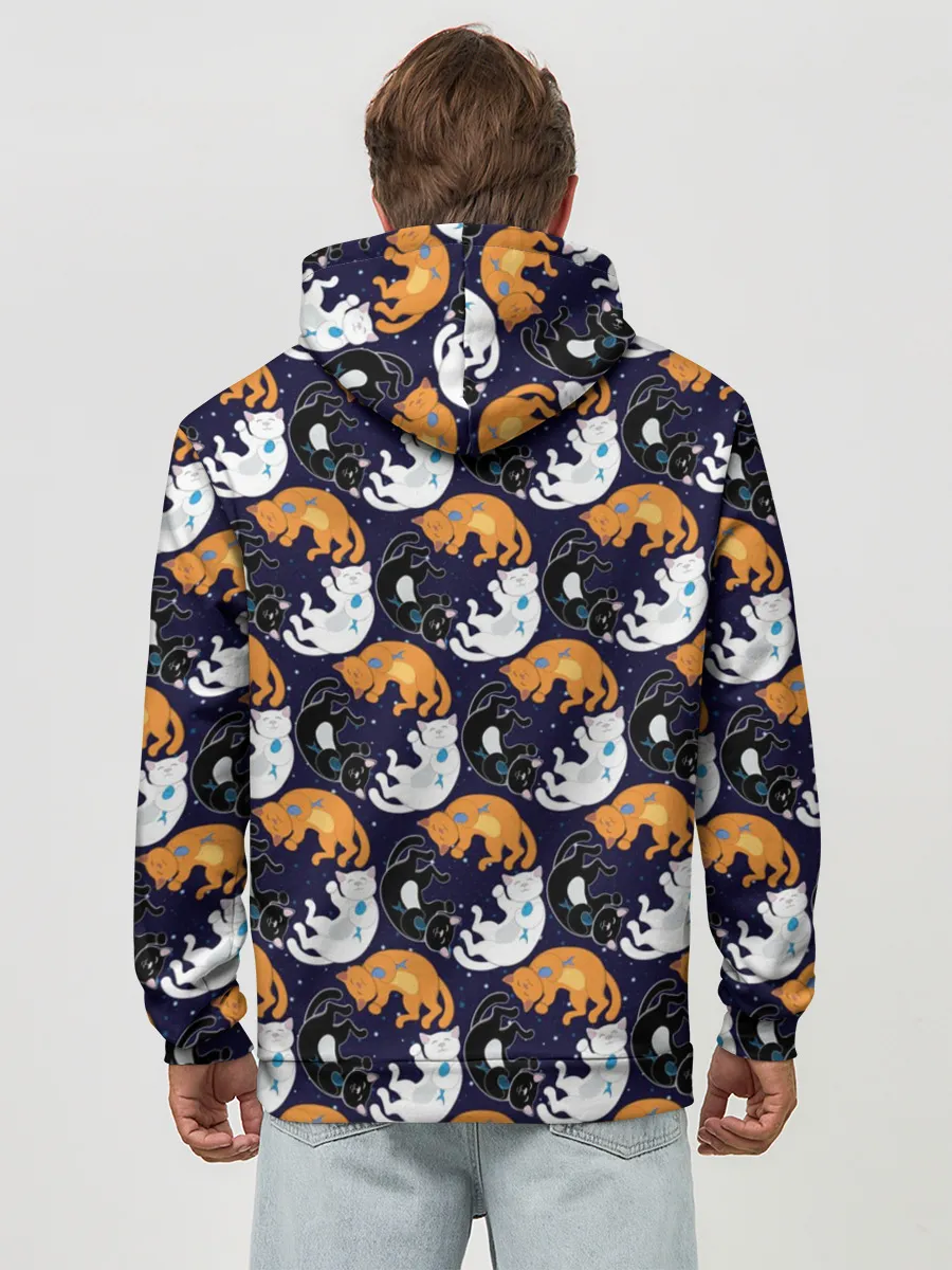 Худи мужской база хлопок / Японские котики