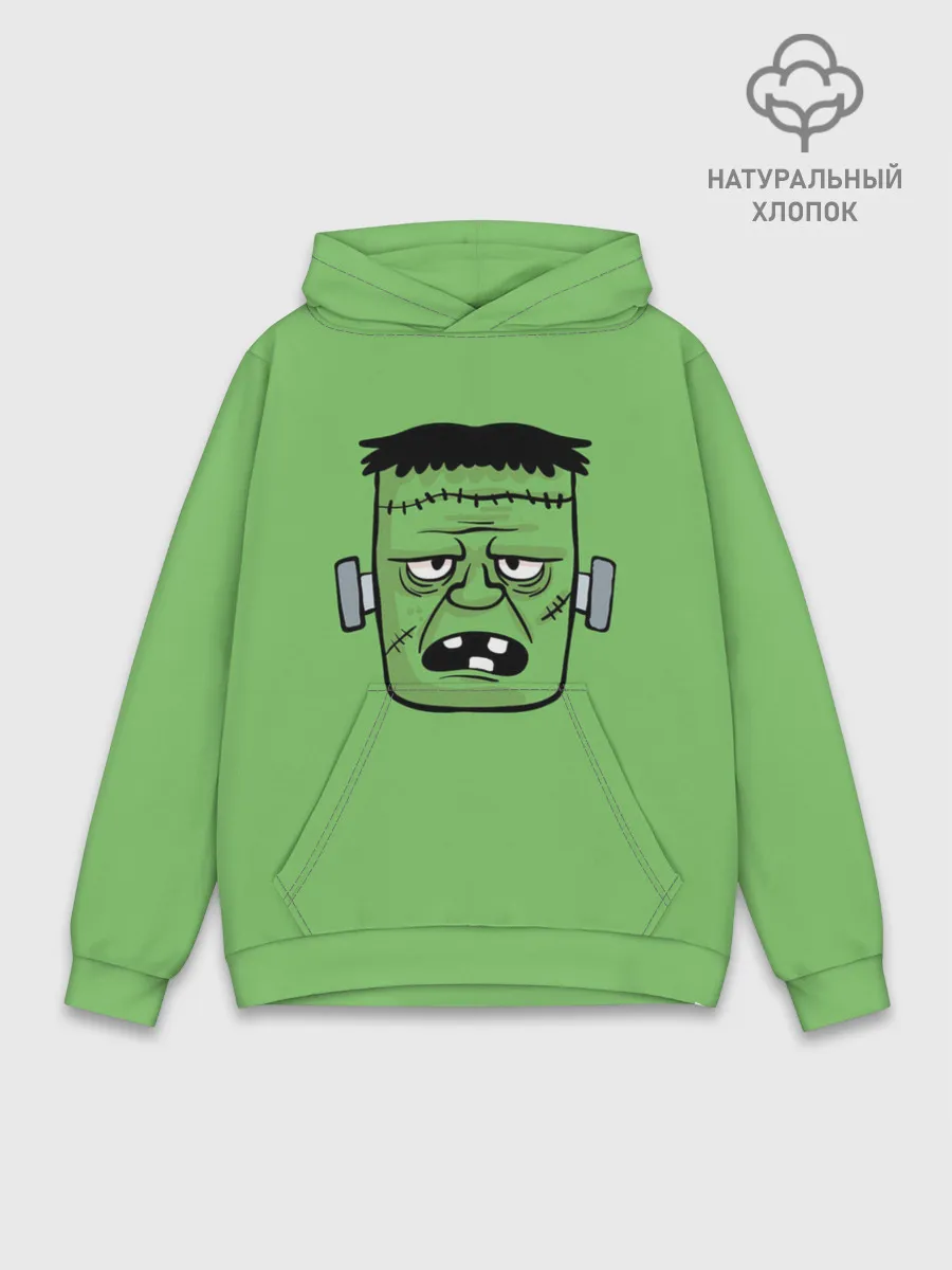Худи мужской база хлопок / Зеленый Франкенштейн