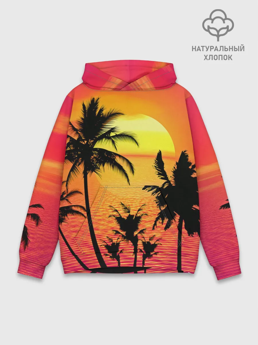 Худи мужской база хлопок / Прибрежный закат