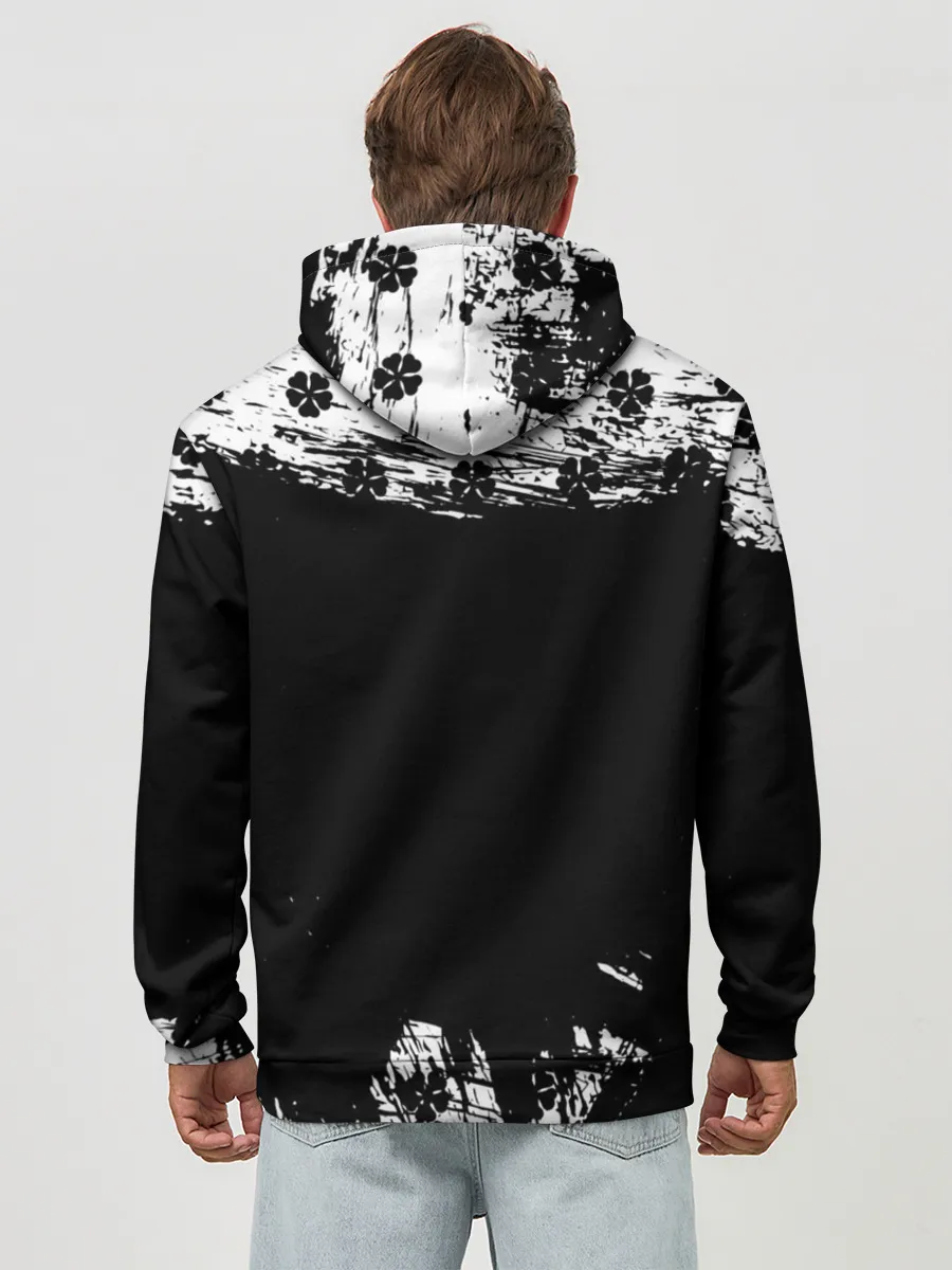 Худи мужской база хлопок / Чёрный клевер череп демона