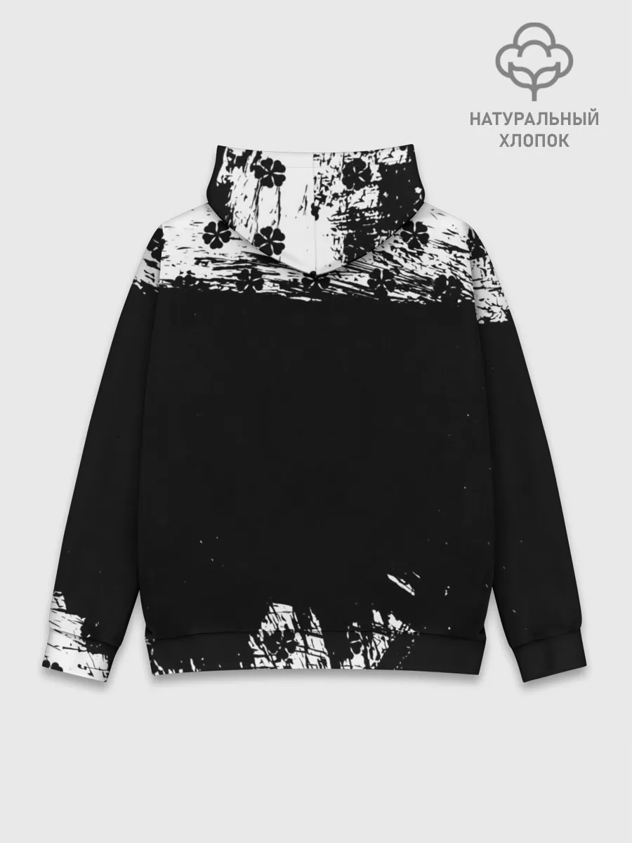 Худи мужской база хлопок / Чёрный клевер череп демона