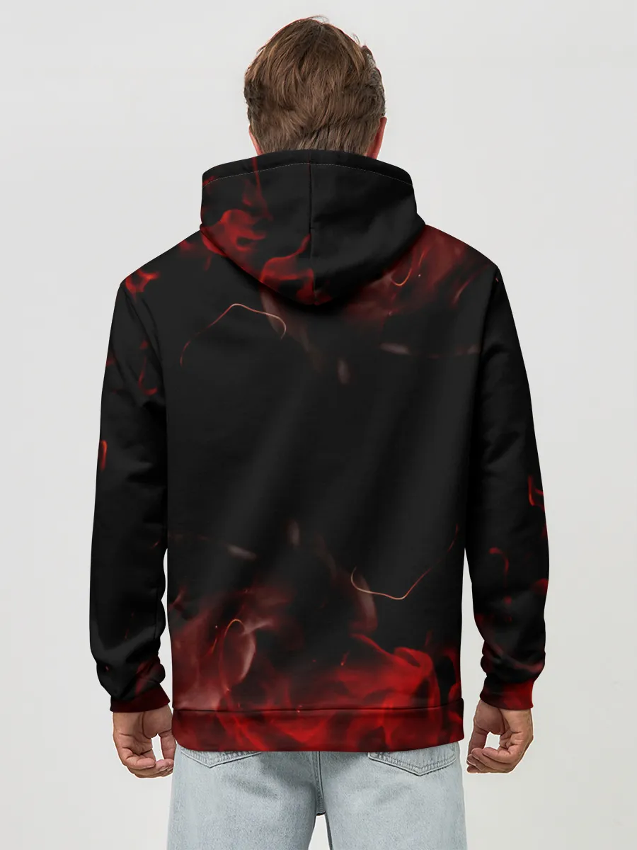 Худи мужской база хлопок / Аста в огне Чёрный клевер