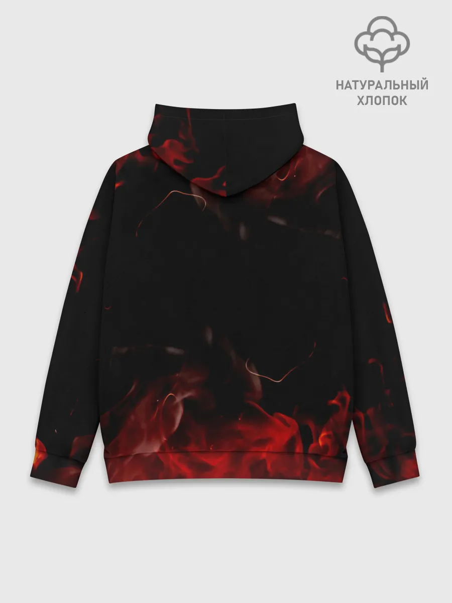 Худи мужской база хлопок / Аста в огне Чёрный клевер