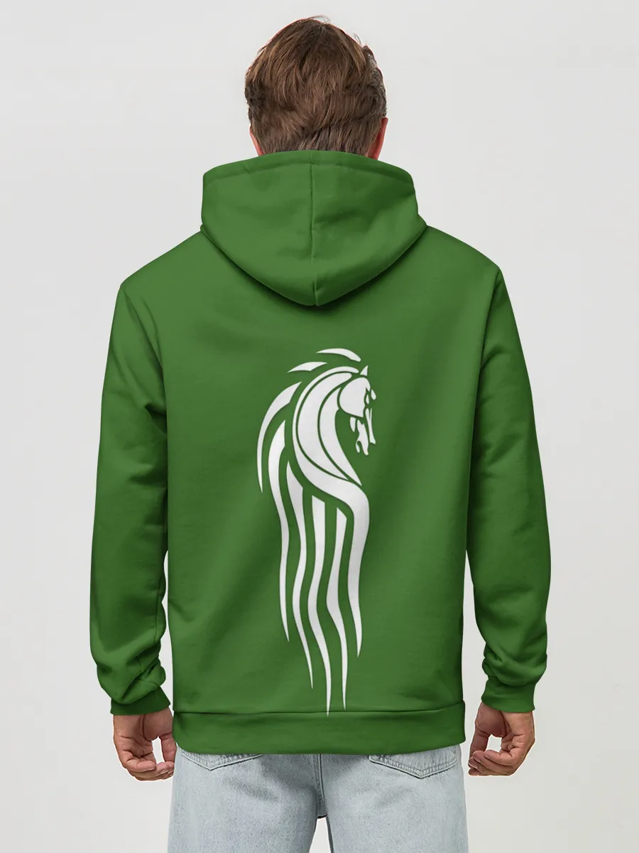 Худи мужской база хлопок / Белый Конь на спине