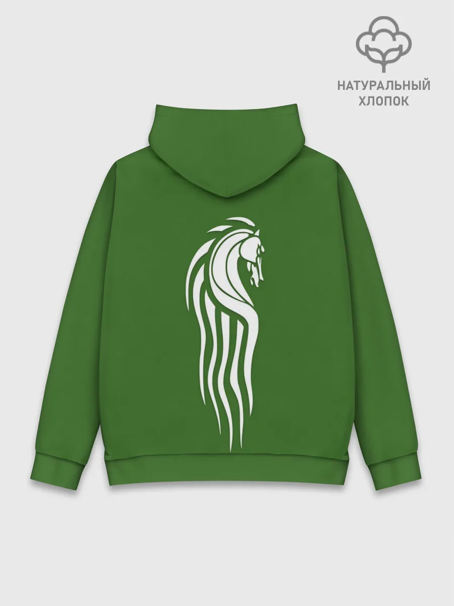 Худи мужской база хлопок / Белый Конь на спине