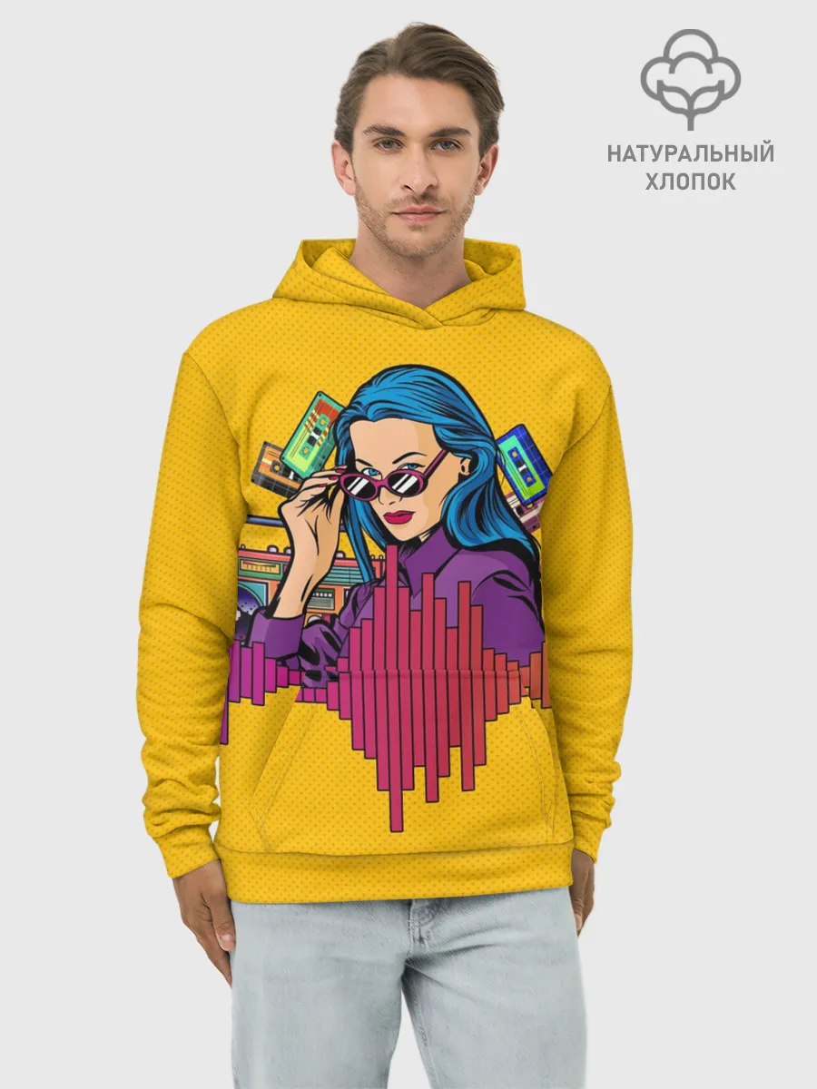 Худи мужской база хлопок / Ретро. Девушка 90-х Арт.