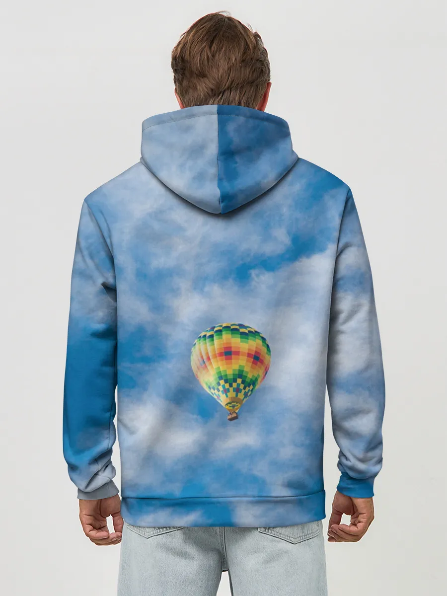 Худи мужской база хлопок / Воздушный шар в небе