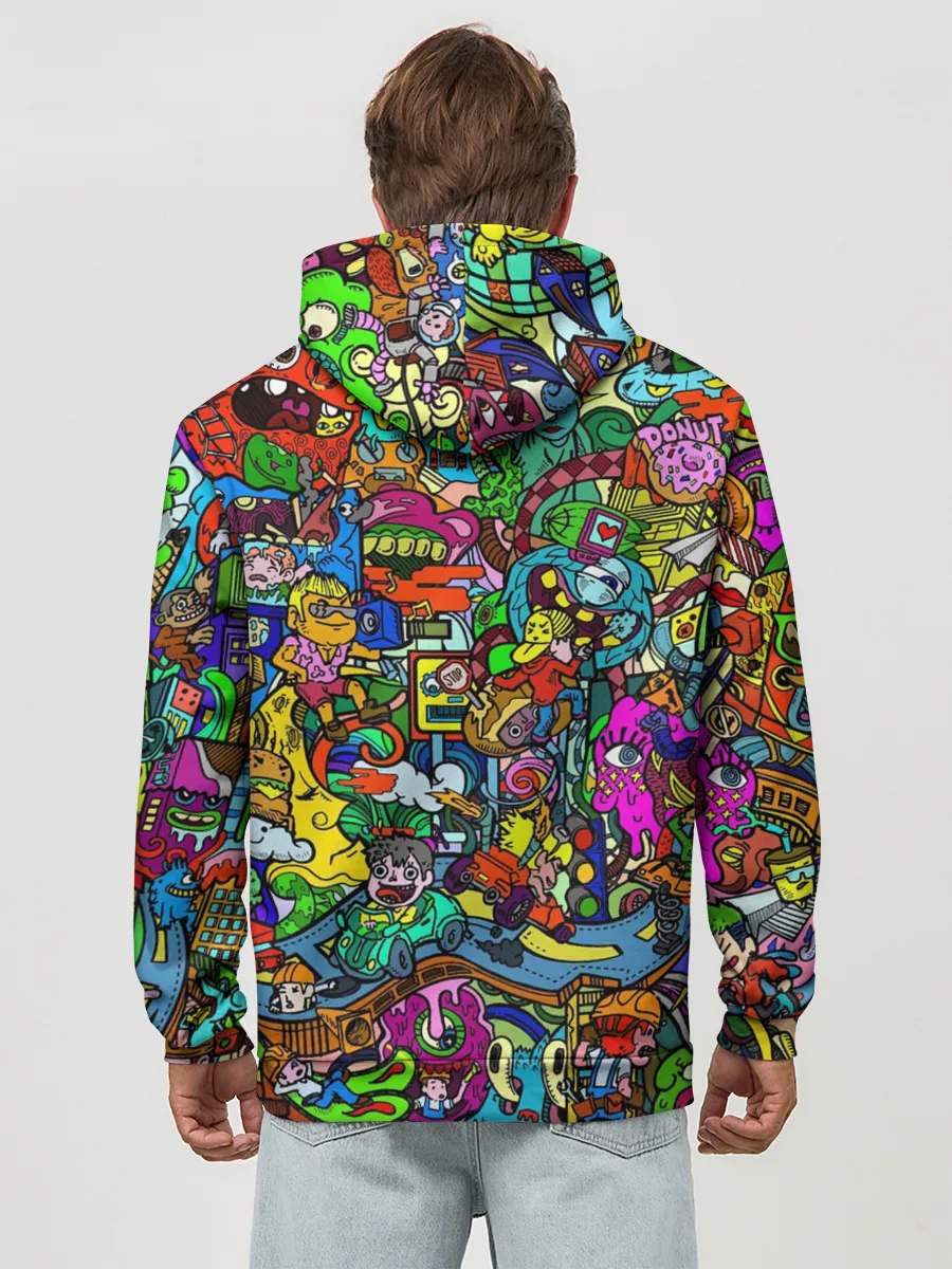 Худи мужской база хлопок / Веселые узоры