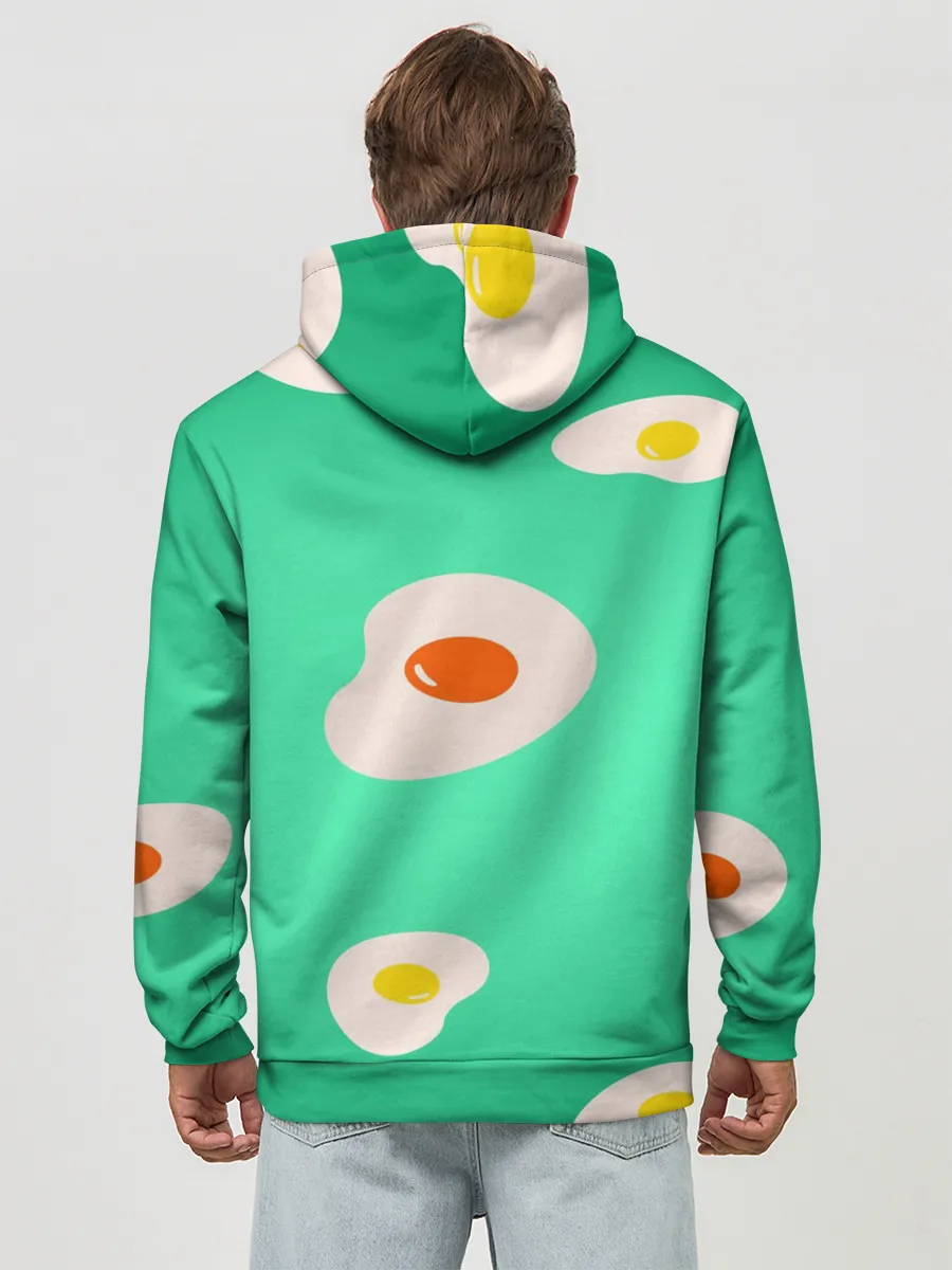 Худи мужской база хлопок / Яйца на Зеленом Фоне