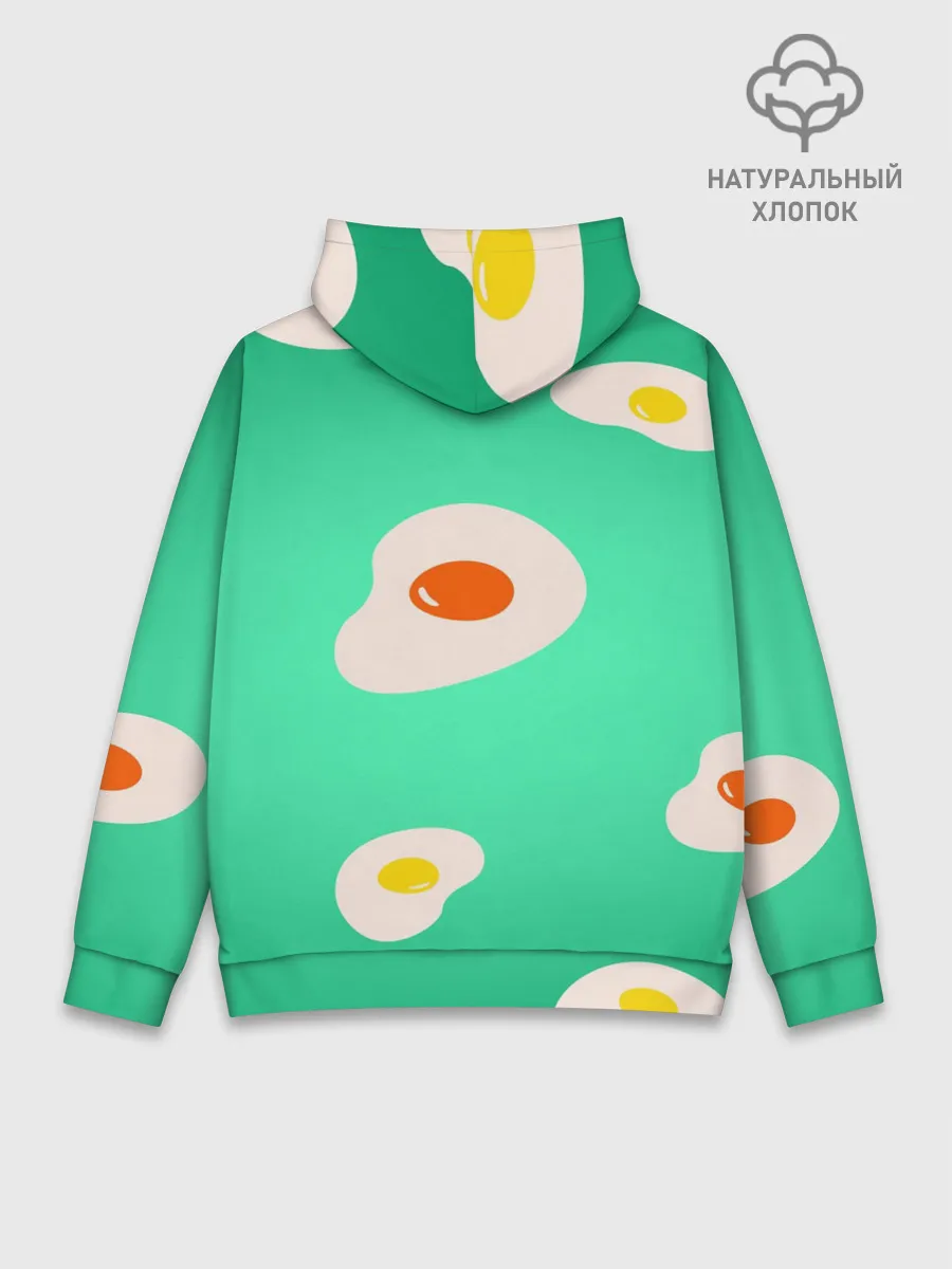 Худи мужской база хлопок / Яйца на Зеленом Фоне