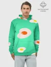 Худи мужской база хлопок / Яйца на Зеленом Фоне