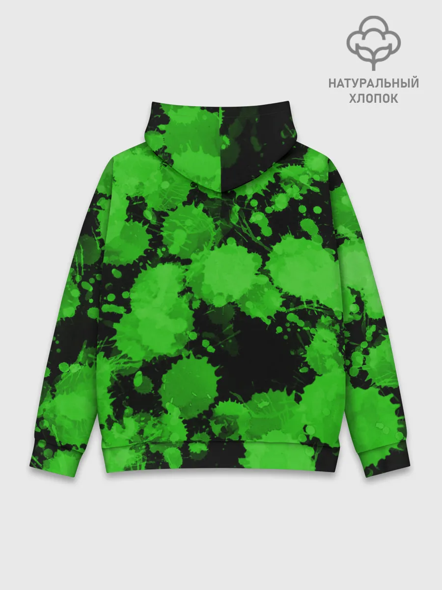 Худи мужской база хлопок / Зеленые Кляксы