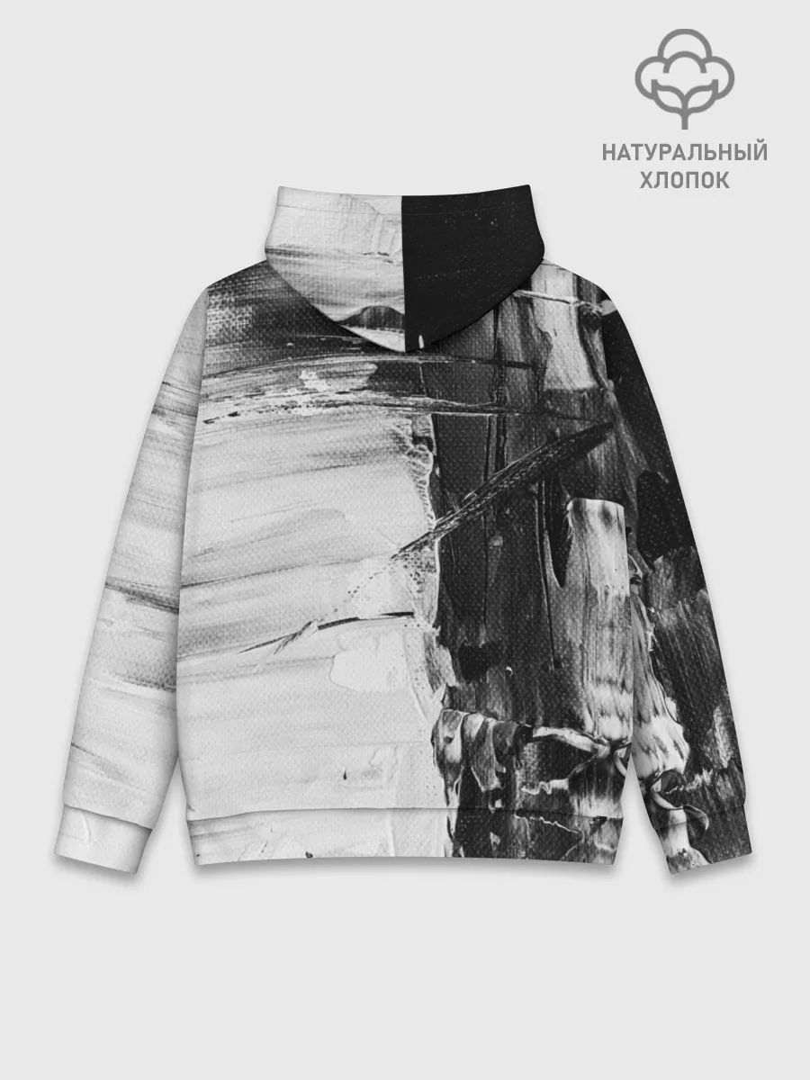 Худи мужской база хлопок / Черно-Белый Арт
