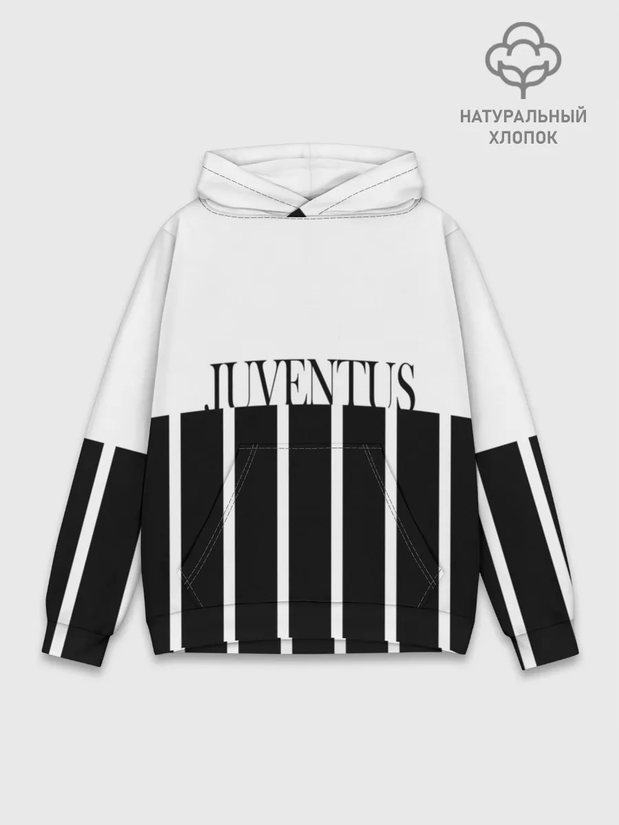 Худи мужской база хлопок / Juventus | Tee Black and White