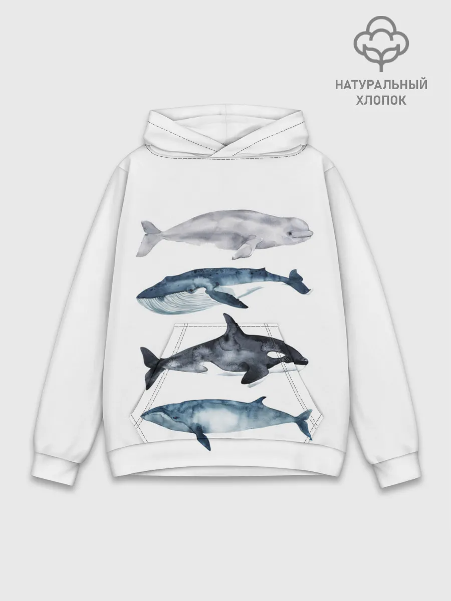 Худи мужской база хлопок / киты