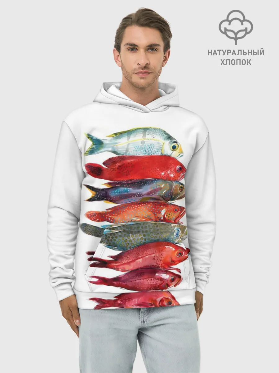Худи мужской база хлопок / рыбки