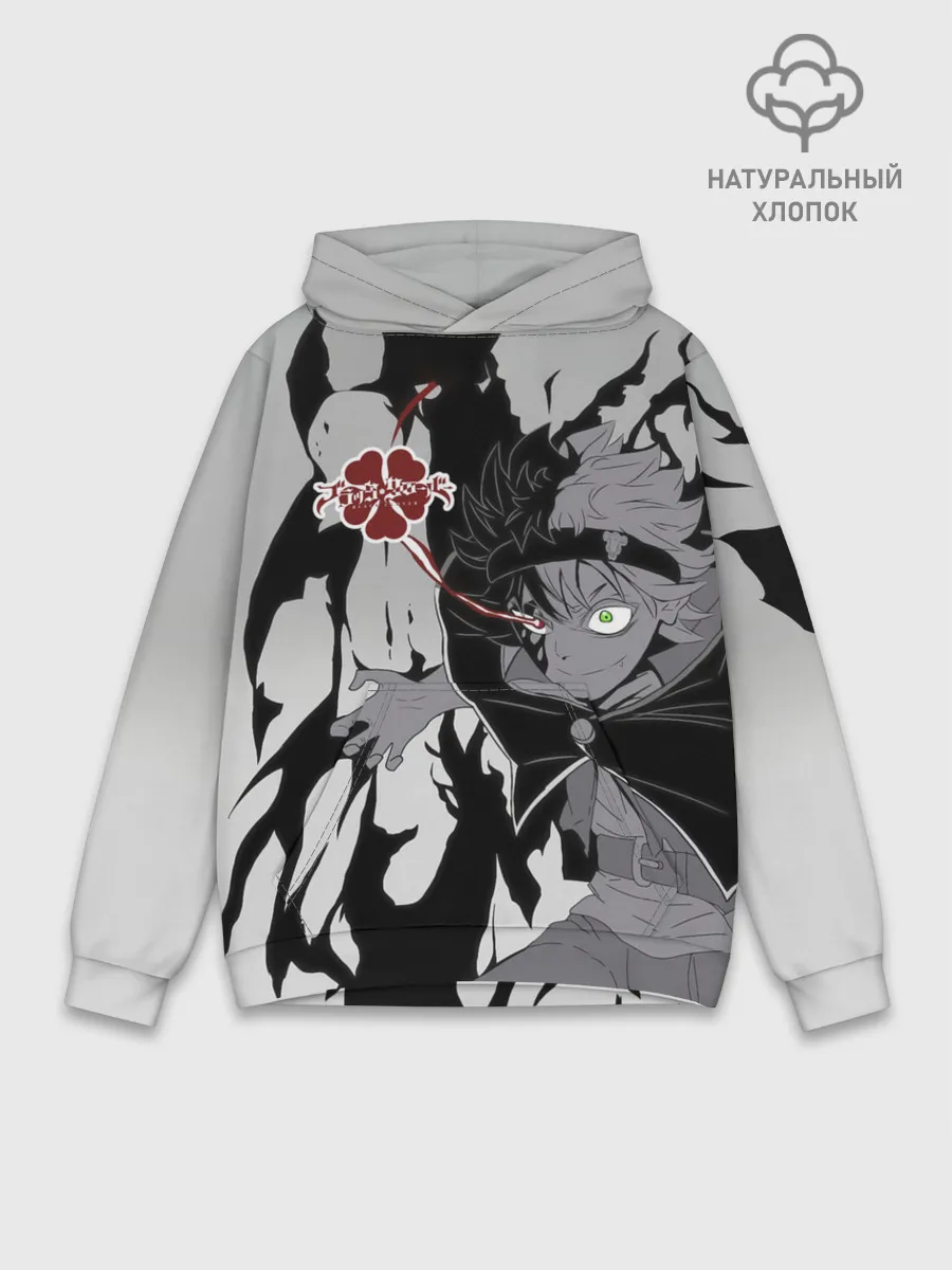 Худи мужской база хлопок / Черный Аста демон Чёрный клевер