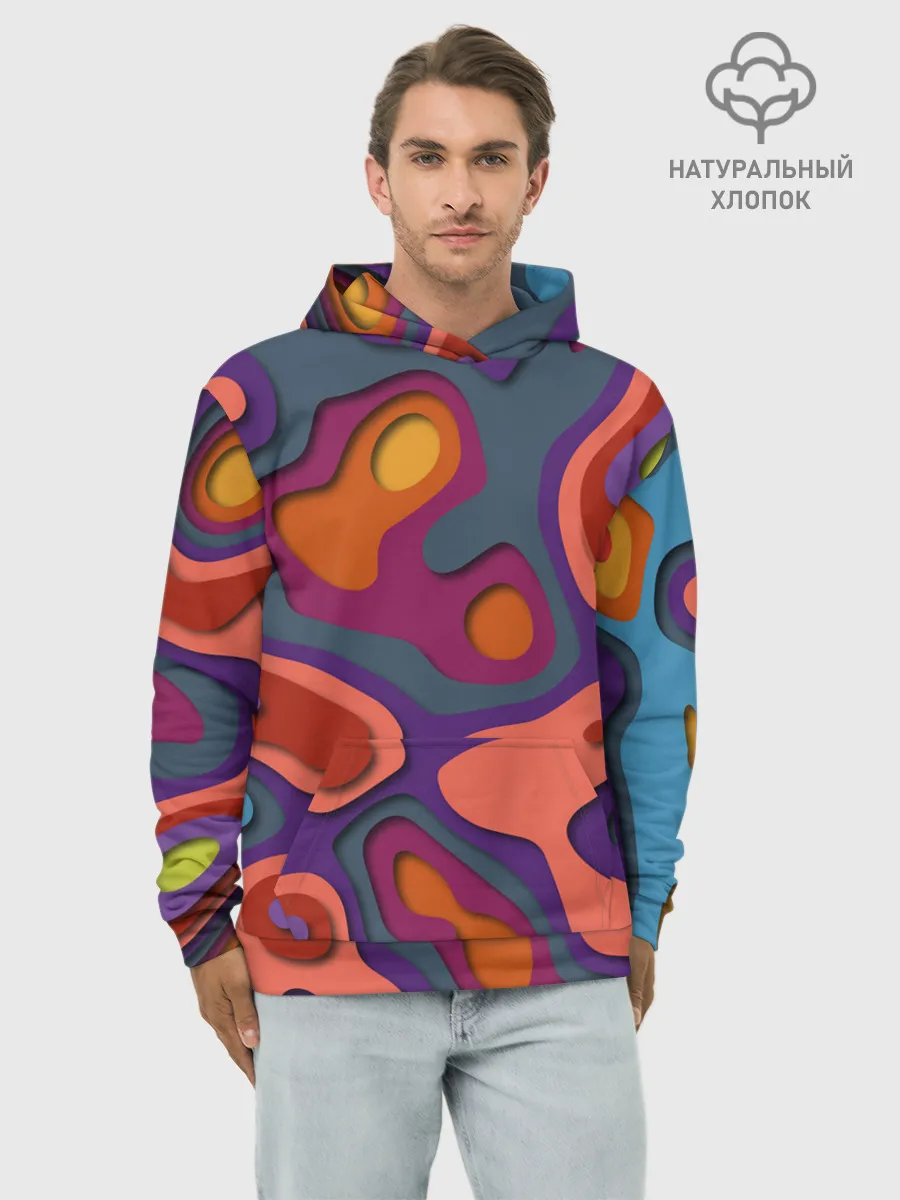 Худи мужской база хлопок / РазноцВетная абстракция