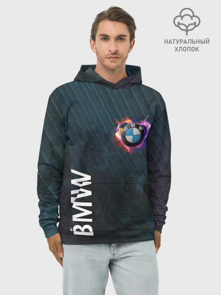 Худи мужской база хлопок / BMW Heart. Grooved Texture