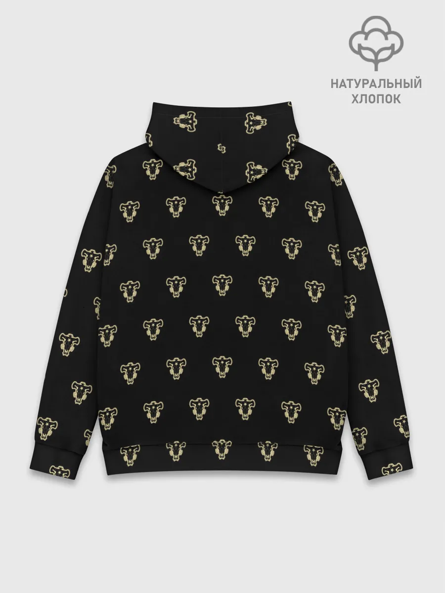 Худи мужской база хлопок / Черные быки | Чёрный клевер