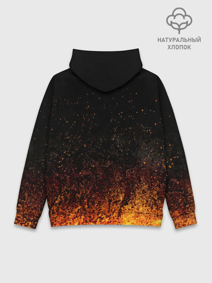 Худи мужской база хлопок / Чёрный клевер Аста в огне