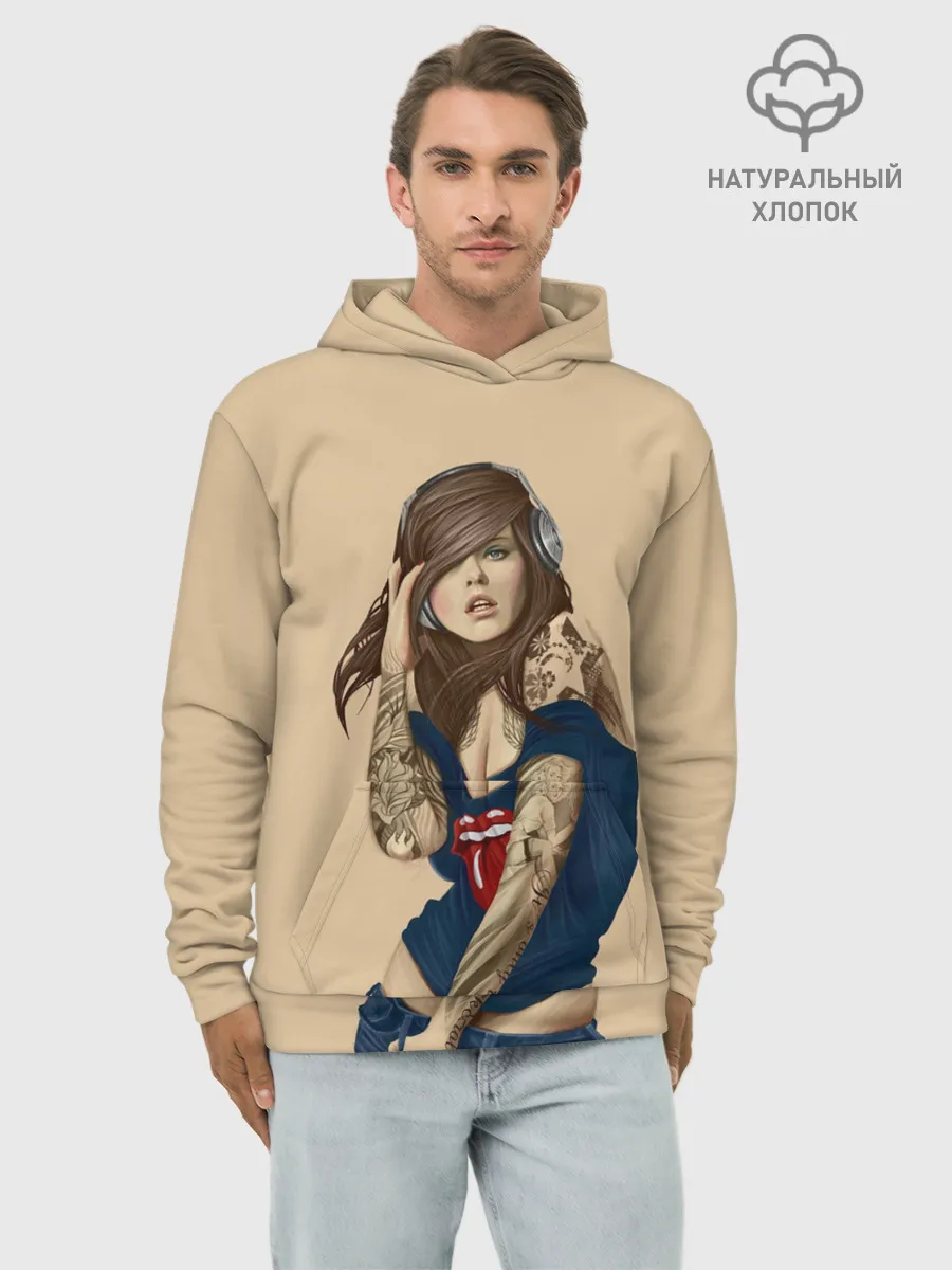 Худи мужской база хлопок / ДевушКа слушает Музыку