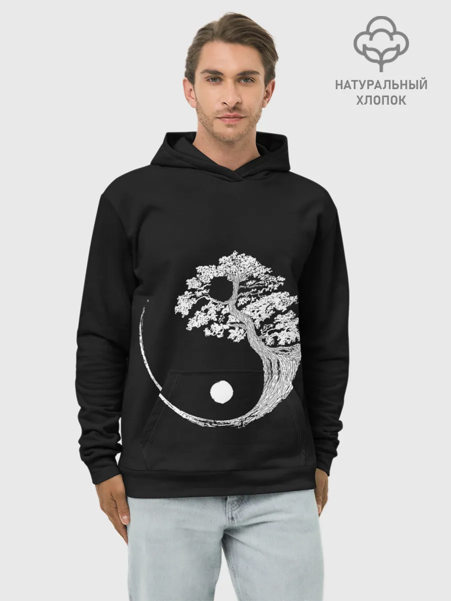 Худи мужской база хлопок / Yin and Yang. Bonsai Tree