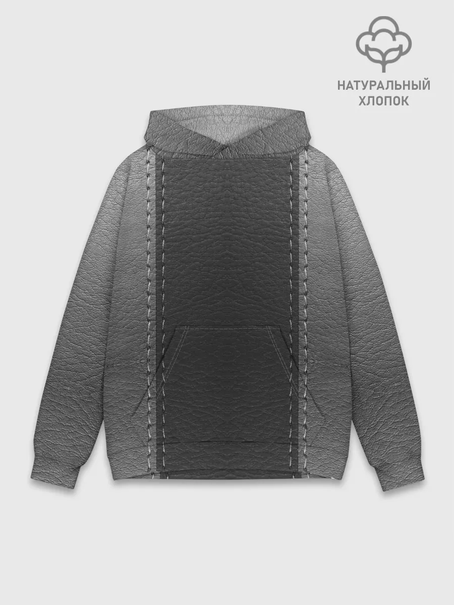 Худи мужской база хлопок / Черно-Серая Кожа