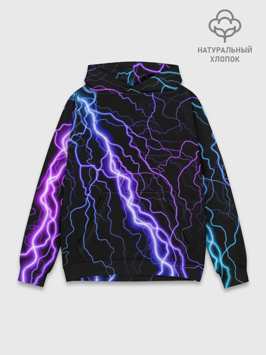 Худи мужской база хлопок / НЕОНОВАЯ МОЛНИЯ / ГРОЗА