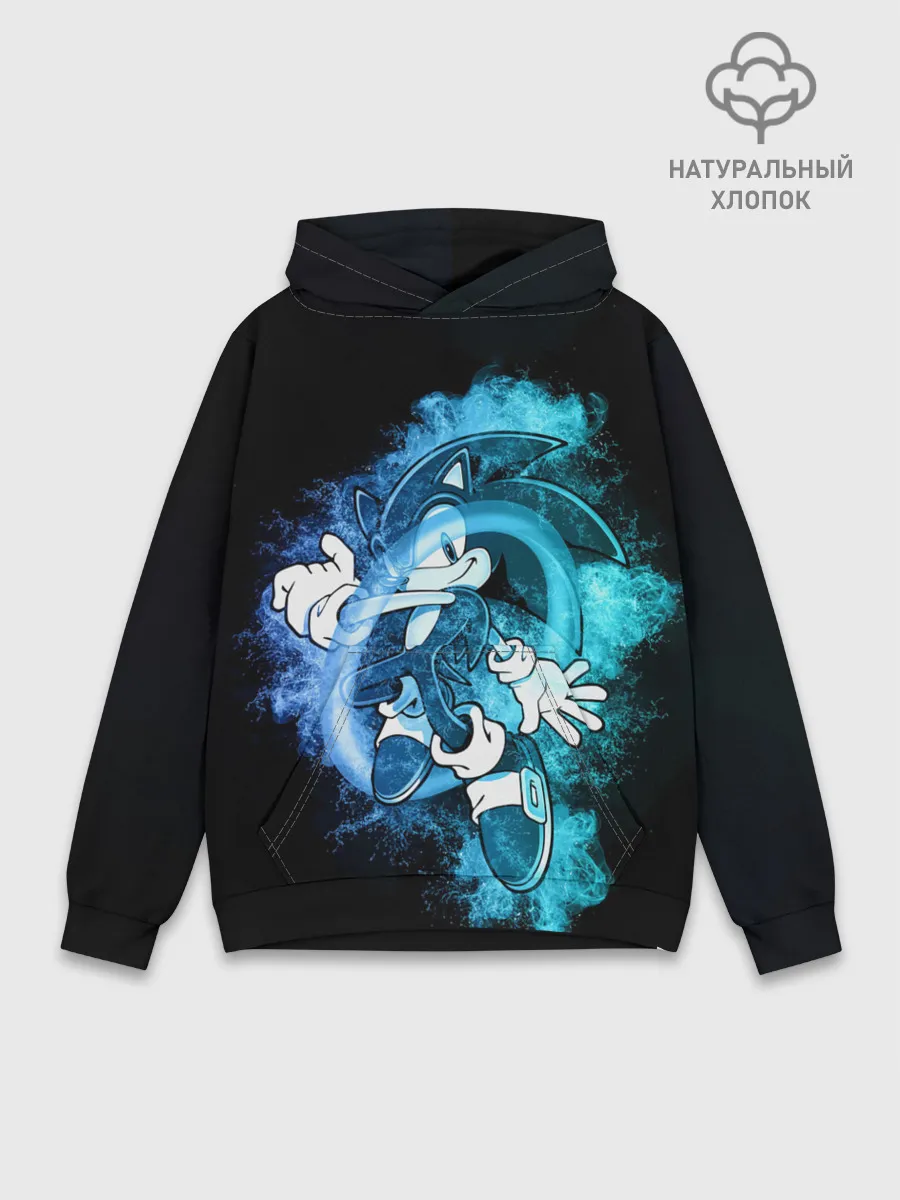 Худи мужской база хлопок / Соник сквозь кольцо