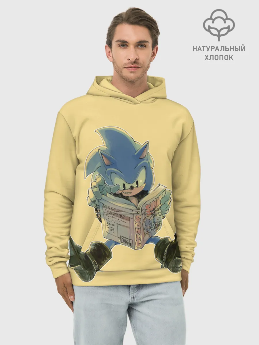 Худи мужской база хлопок / Соник с книжкой