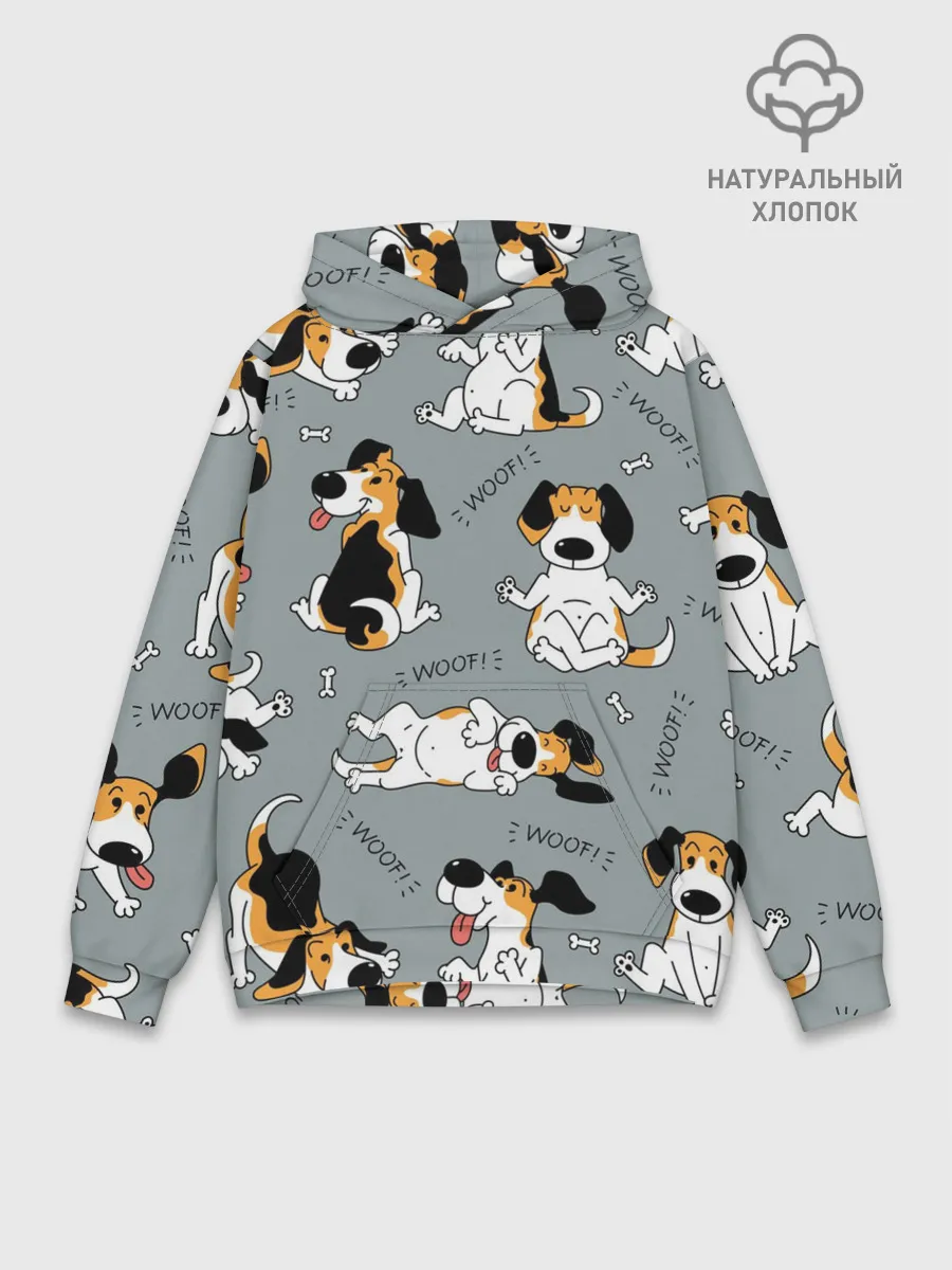 Худи мужской база хлопок / Собаки Бигли