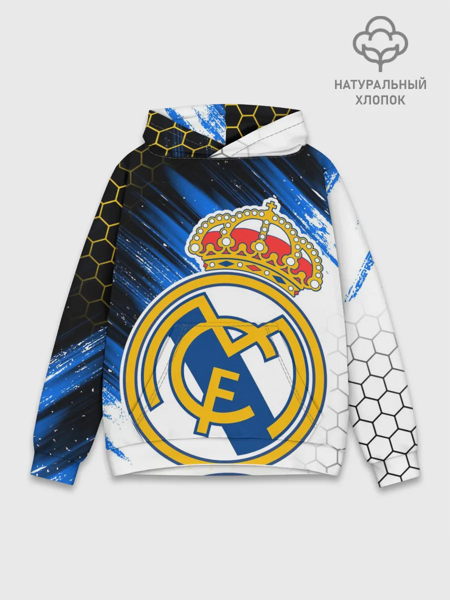 Худи мужской база хлопок / РЕАЛ МАДРИД / НЕОН / NEON