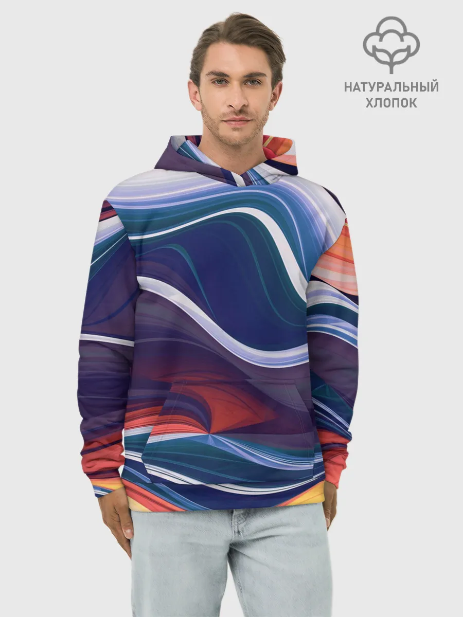 Худи мужской база хлопок / Colored lines